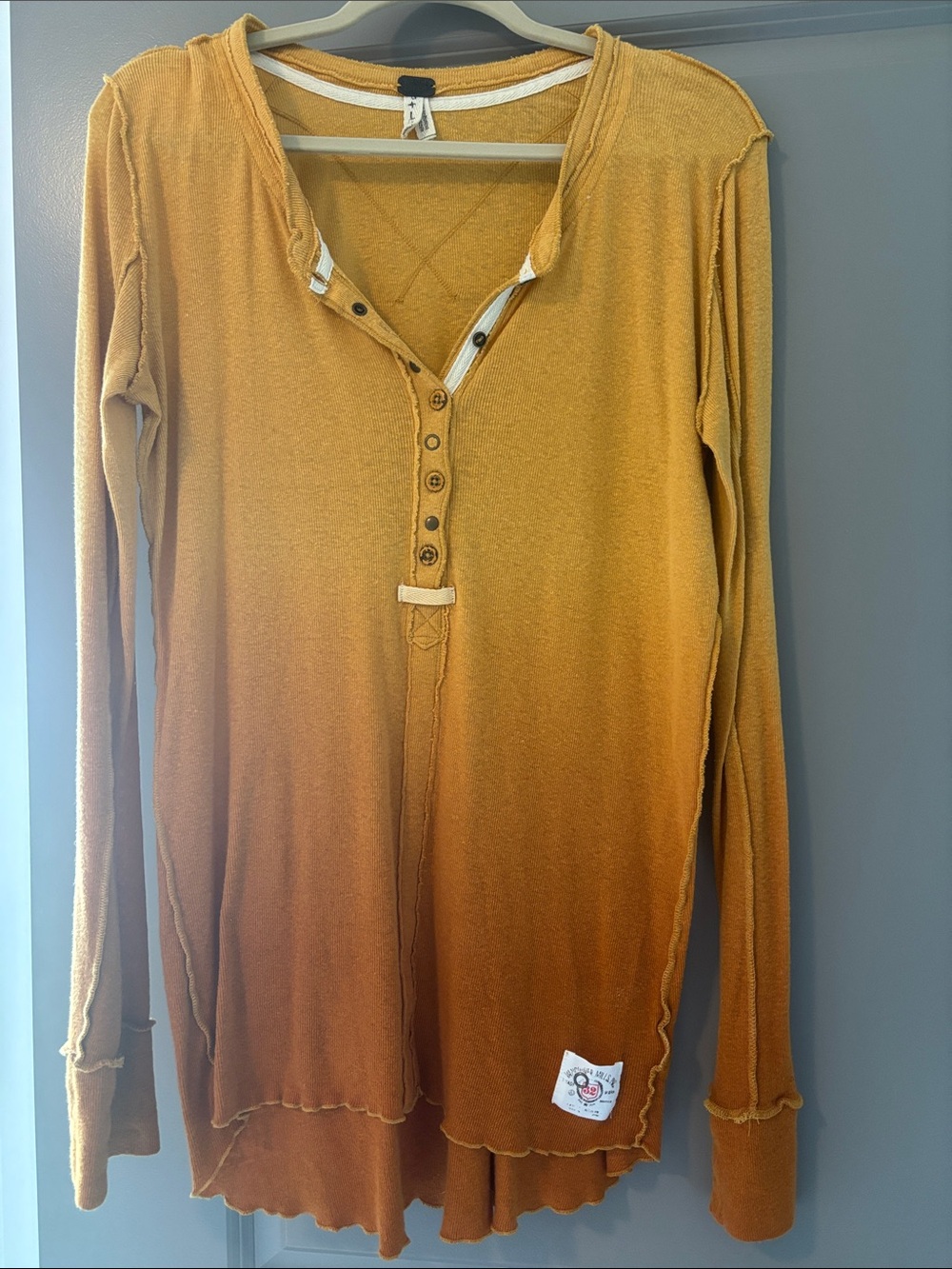 We The Free Mustard to Rust Ombre Long-Sleeve Henley